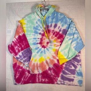 Ivory Ella Tie Dye Oversized Pullover Hooded Sweatshirt Size XL